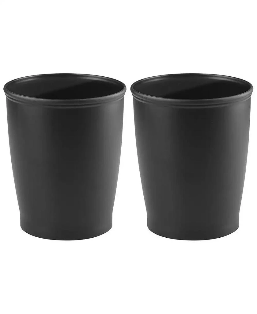 iDesign Round Plastic Bathroom Trash Cans - Set of 2 - Black - Made in USA 3