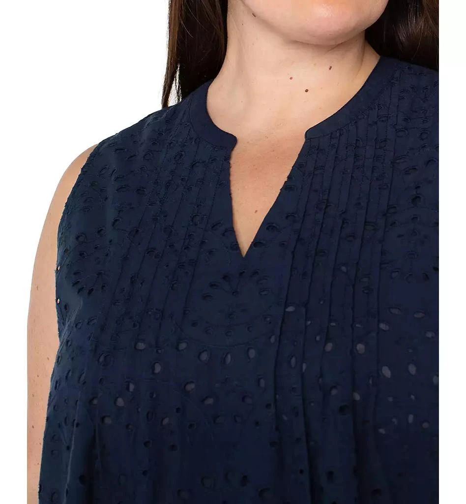 Liverpool Liverpool Plus Size Cotton Eyelet Sleeveless Blouse 4