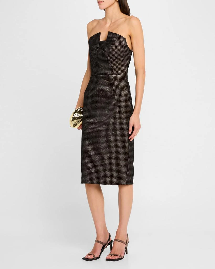 Black Halo Lena Strapless Metallic Midi Sheath Dress 4