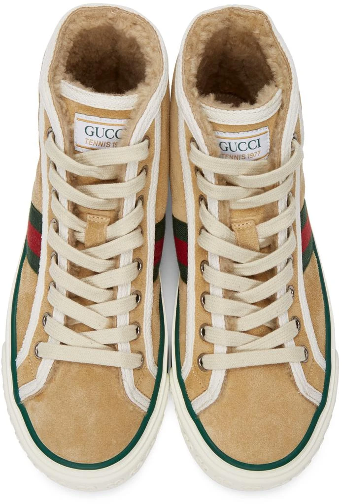 Gucci Beige Suede 'Gucci Tennis 1977' High-Top Sneakers 5