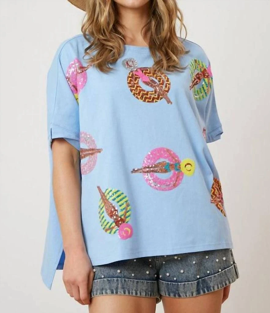 FANTASTIC FAWN Toss Me A Floatie Tee In Blue 1