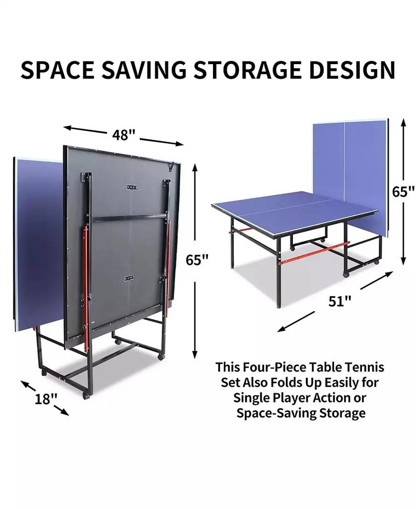 Streamdale Furniture Streamdale 8FT Foldable Ping Pong Table Set with Net, Paddles, Balls 5