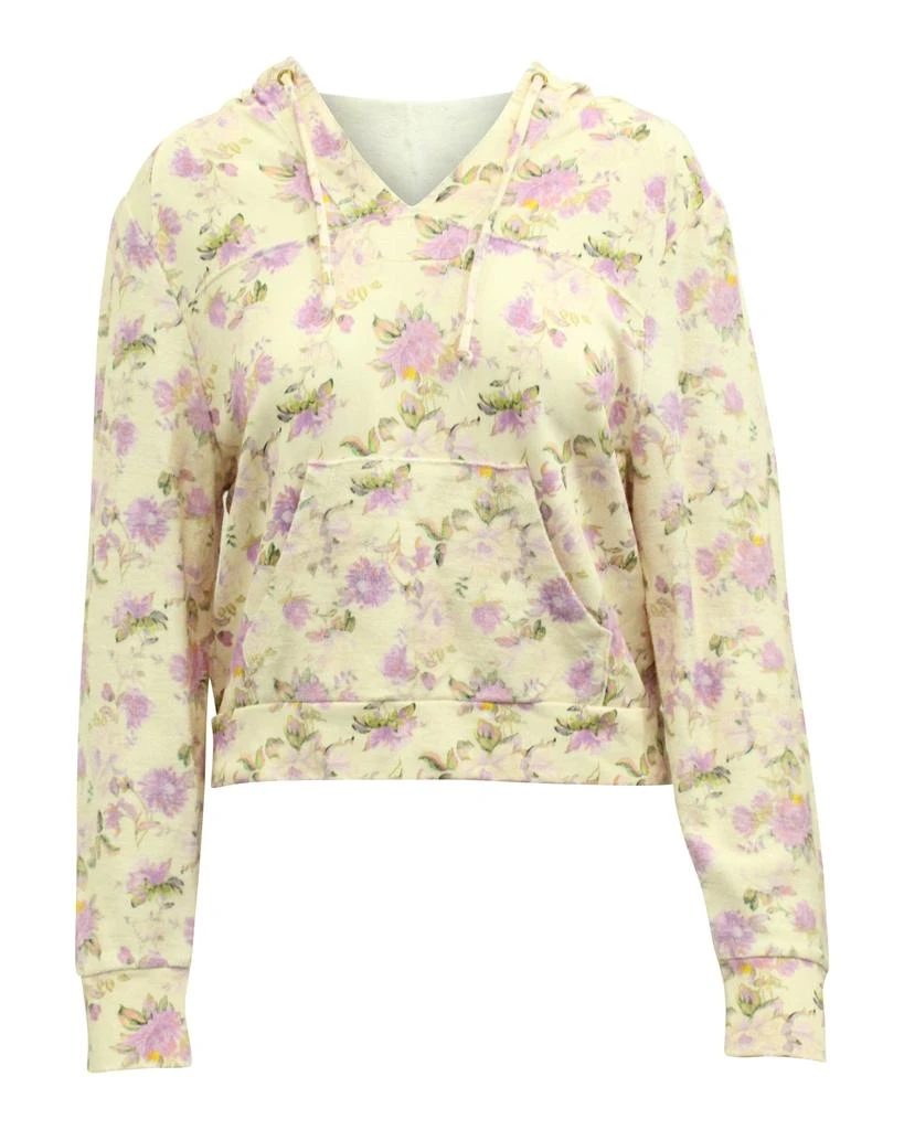 love shack Love Shack Fancy Kirby Floral Print Distressed Hoodie in Cream Cotton 1