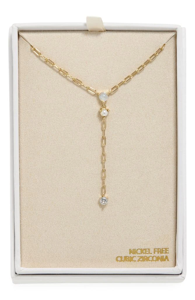 Nordstrom Faux Pearl 
CZ Y-Necklace