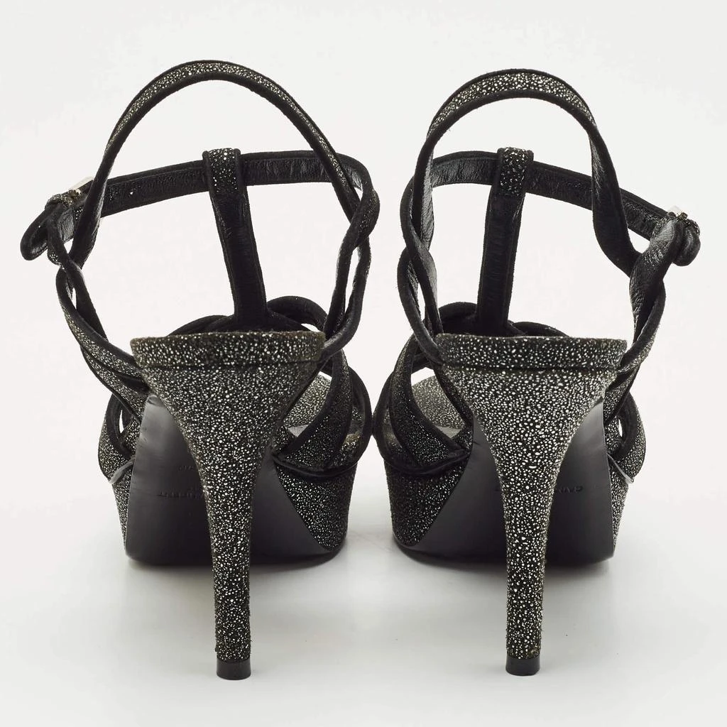 Yves Saint Laurent Saint Laurent Black/Silver Suede Tribute Sandals Size 36 5