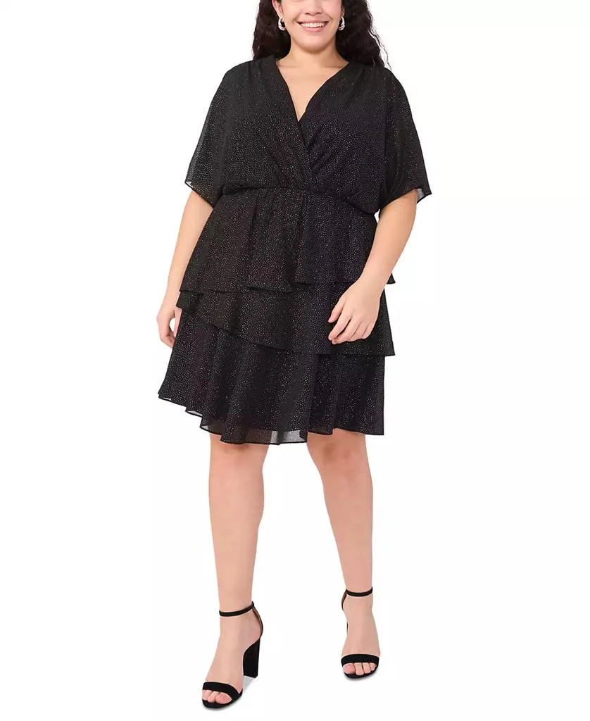 MSK Plus Size Glitter Chiffon Fit & Flare Dress 1