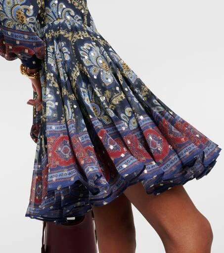 ETRO Balloon-sleeve silk jacquard minidress 5