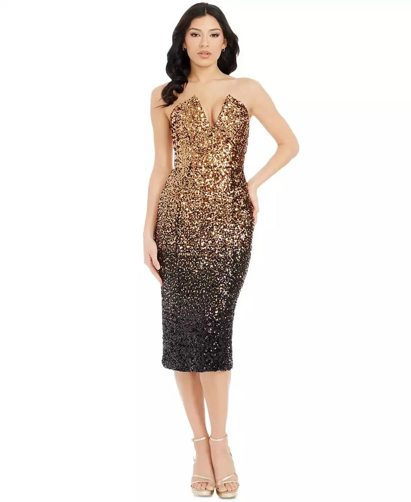 Dress The Population Women's Strapless Sequin Ombre Perla Dress 1