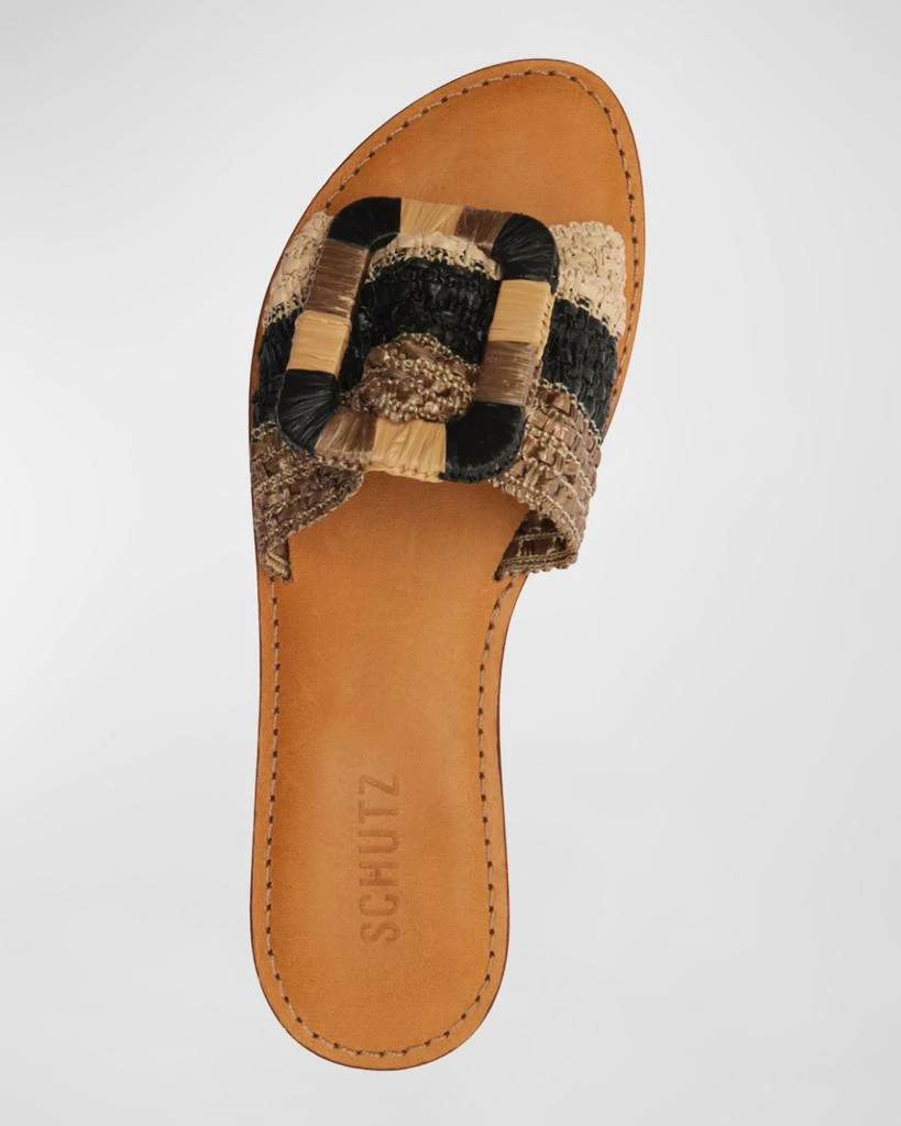 Schutz Cinna Woven Buckle Flat Slide Sandals 4