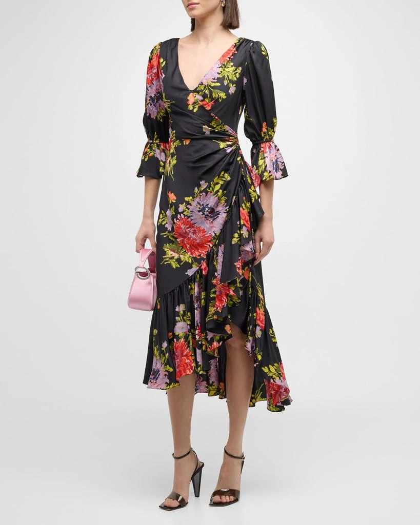 Cinq a Sept Theda Chrysanthemum-Print Faux-Wrap Midi Dress 1