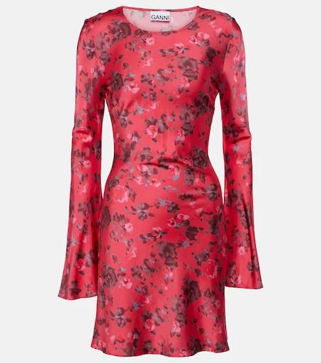 ganni floral silk dress GANNI Lace-trim maxi Dress