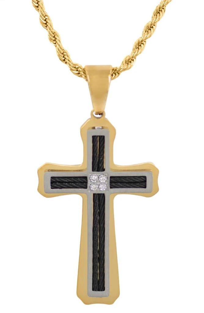 AMERICAN EXCHANGE Men's Diamond Accent Cross Pendant Necklace - 0.10ct. 4