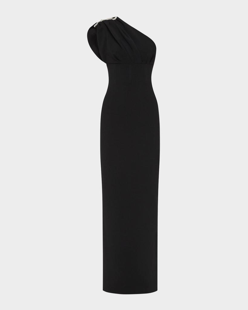 RACHEL GILBERT Winona Crystal Gathered One-Shoulder Gown