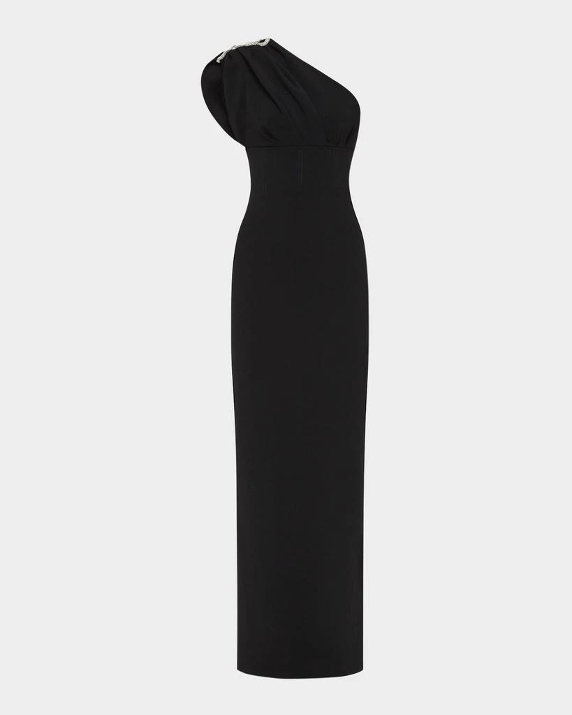 RACHEL GILBERT Winona Crystal Gathered One-Shoulder Gown 1