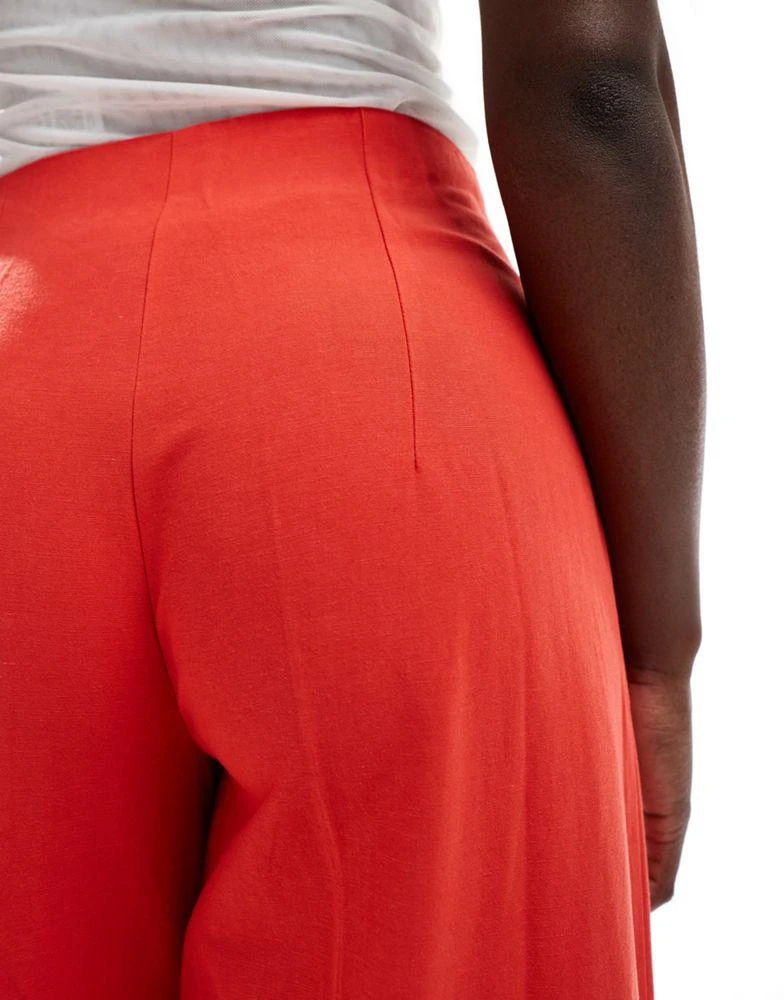 ASOS ASOS DESIGN tailored linen culotte trousers in red 2