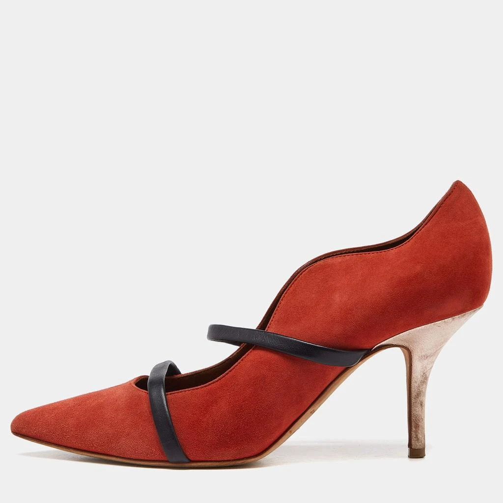 Malone Souliers Malone Souliers Brick Moire Canvas and Leather Maureen Pumps Size 38 1