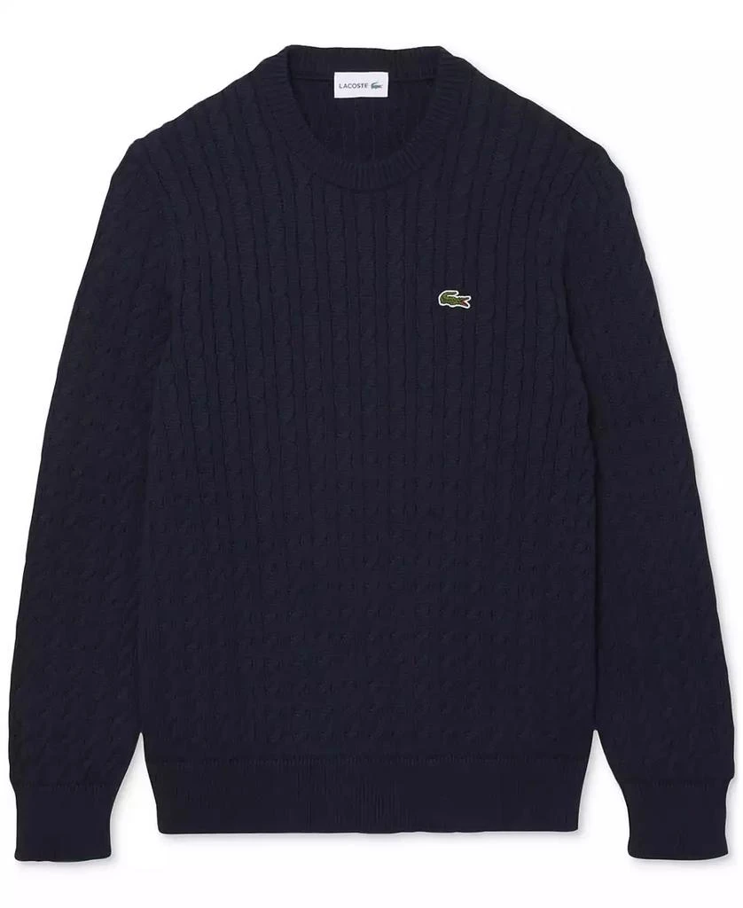 Lacoste Men's Regular-Fit Cable-Knit Crewneck Sweater 5