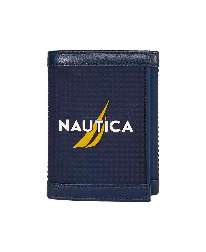 Nautica Men's Logo Rubber Leather Trifold Wallet 1