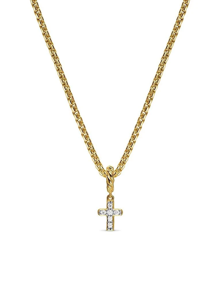 David Yurman Micro Pavé Cross Amulet in 18K Yellow Gold with Diamonds, 8MM
