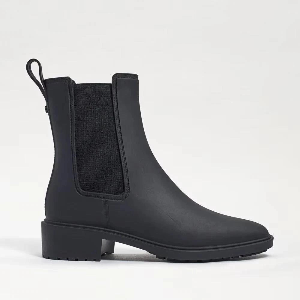 Sam Edelman Sue Booties Black Almond Toe Slip-On Rain Boots HAWK425 2