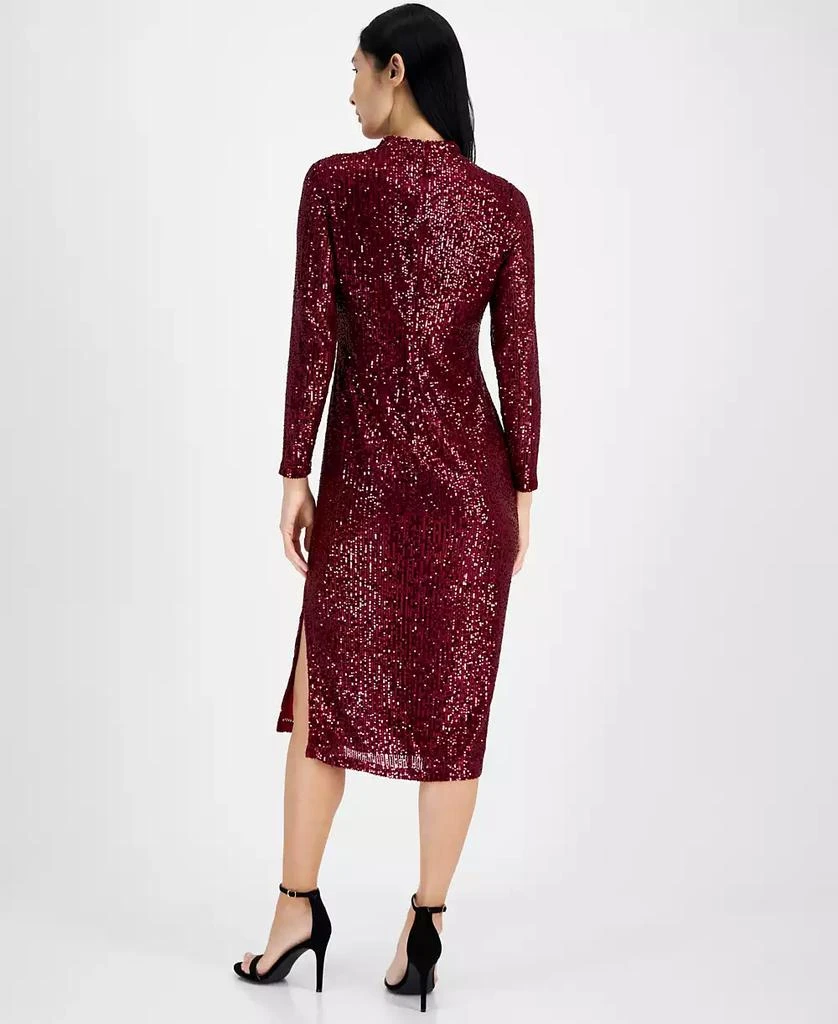 Anne Klein Women's Mock-Neck Sequin Midi Dress 5