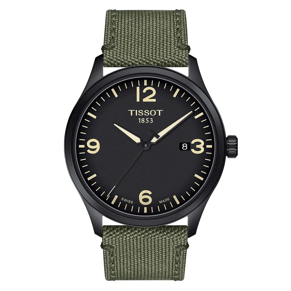 Tissot Men's Swiss Gent XL Green Fabric Strap Watch 42mm 1