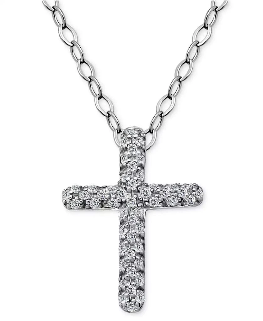 Giani Bernini Cubic Zirconia Cross Pendant Necklace, 16" + 2" extender, Exclusively at Macy's 1