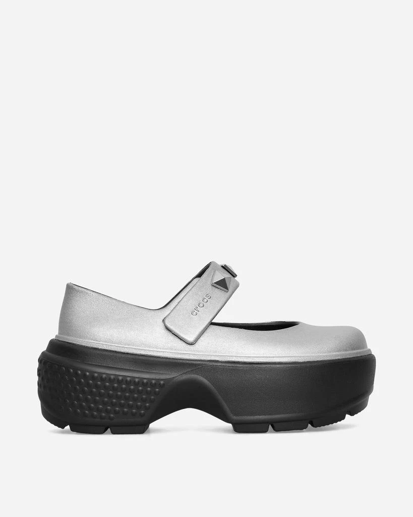 Crocs Women's Stomp Metallic Mary Jane Clogs Silver 2