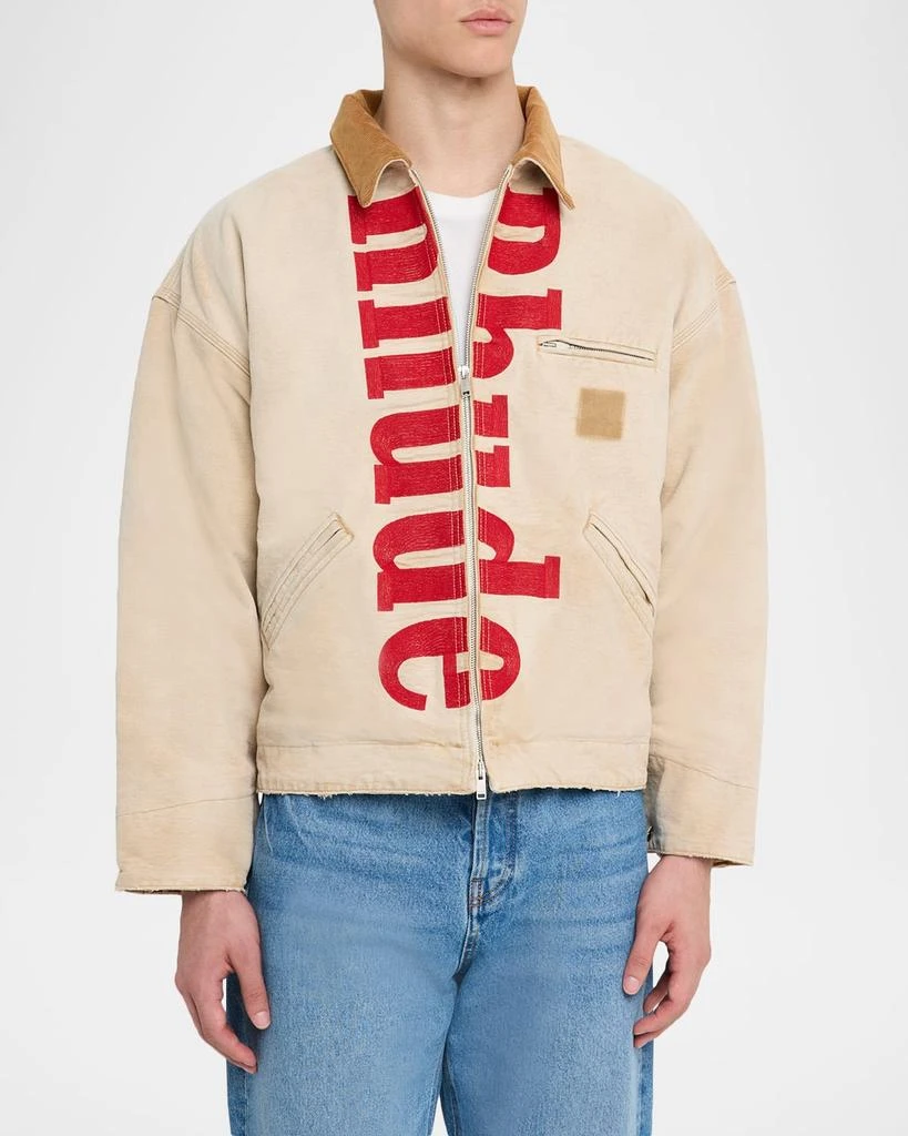 Rhude Men's Corduroy-Collar Logo Full-Zip Jacket 4