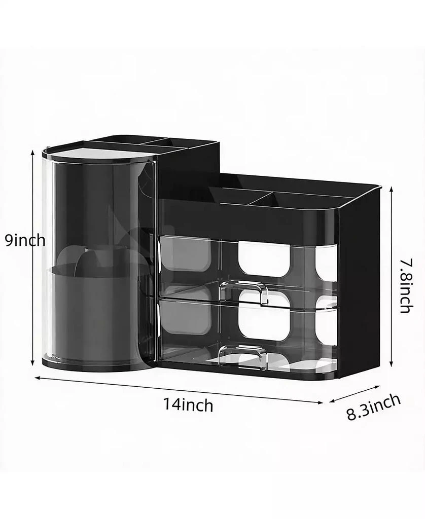 YIGII Elegant Makeup Organizer with Rotating Brush Holder 
Drawers for Vanity Storage 3