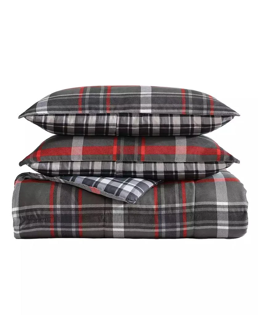 Eddie Bauer Willow Plaid Microsuede Reversible Comforter Set 3