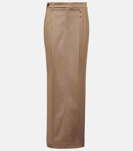 Brunello Cucinelli Pleated low-rise cotton-blend maxi skirt 1