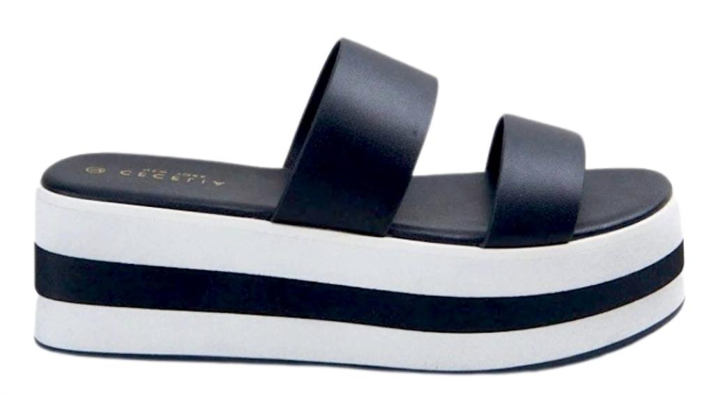 CECELIA NEW YORK King Slide Sandal In Black/white