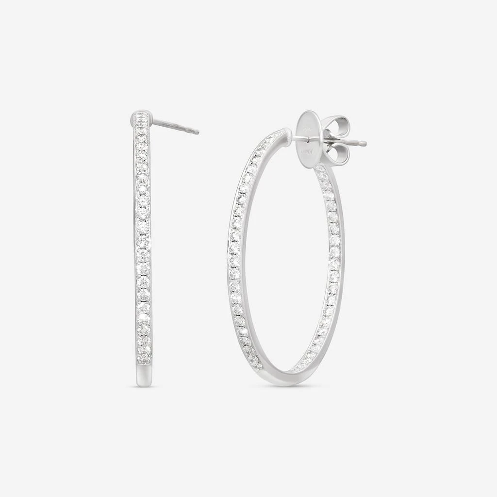 Mémoire Mémoire 18K White Gold Round Pavé Diamond Hoop Earrings CHHO205