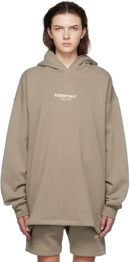 Essentials Taupe Cotton Hoodie 1