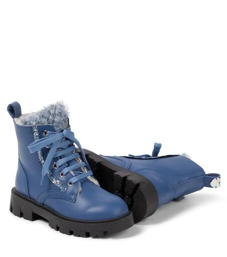 MONNALISA Shearling-lined leather ankle boots 6