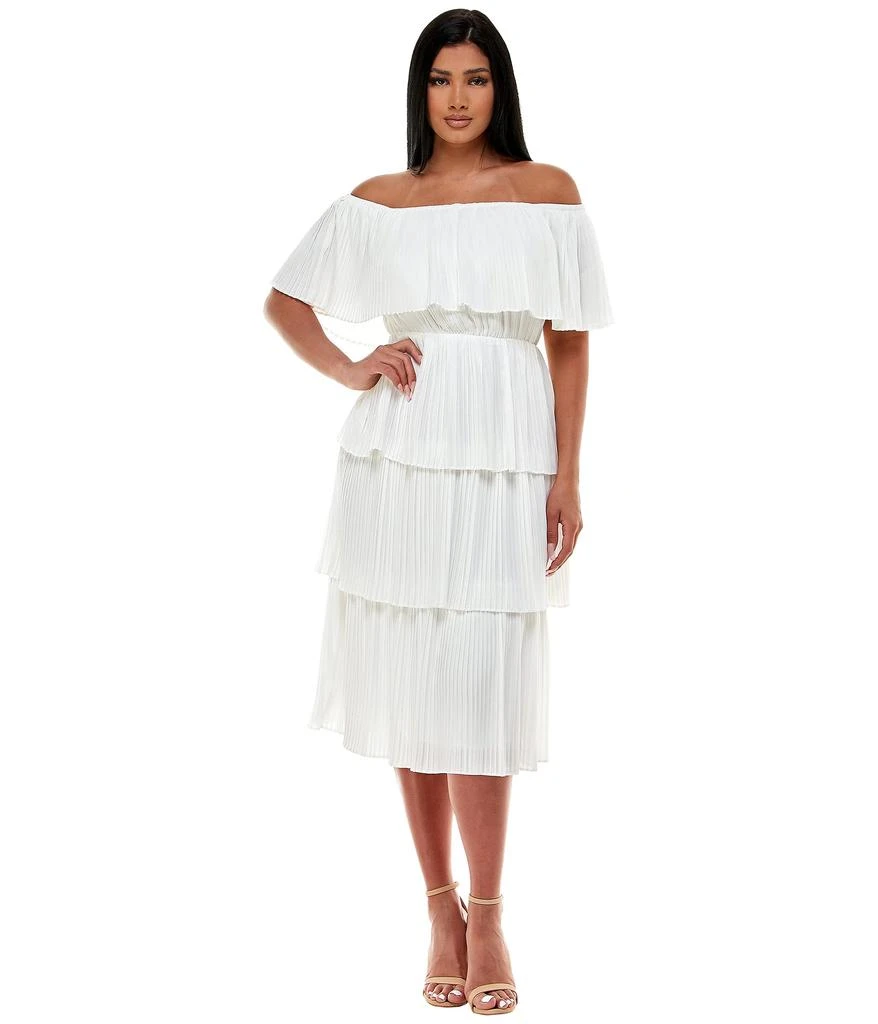 Bebe Off Shoulder Tiered Dress 1