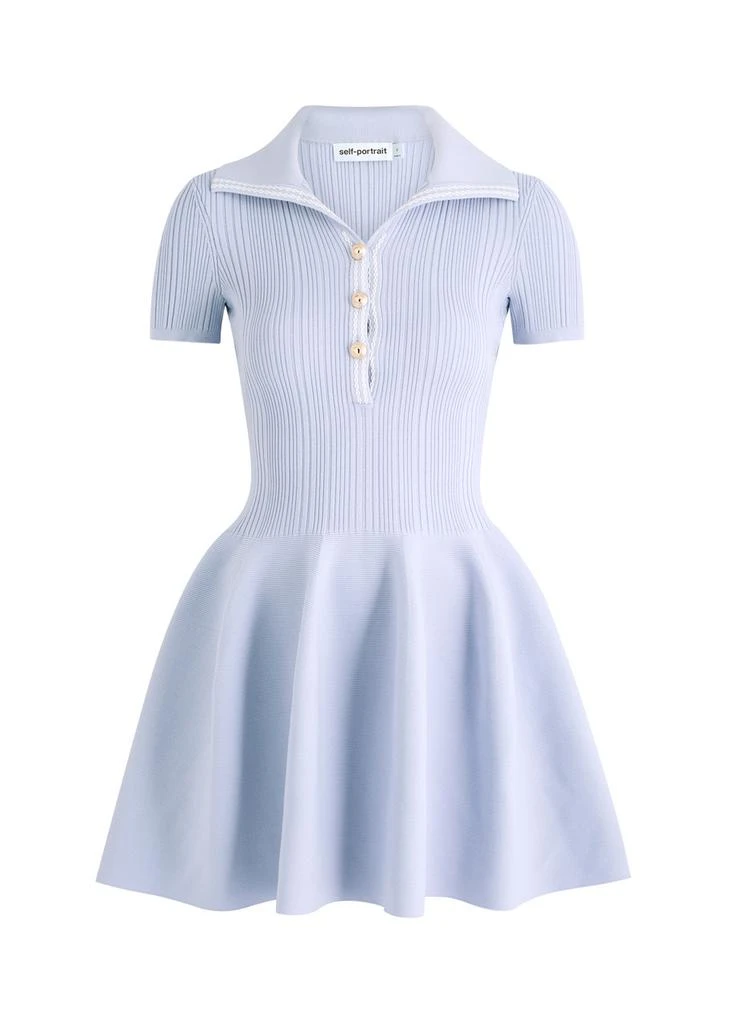 Self Portrait Ribbed stretch-knit mini dress 6