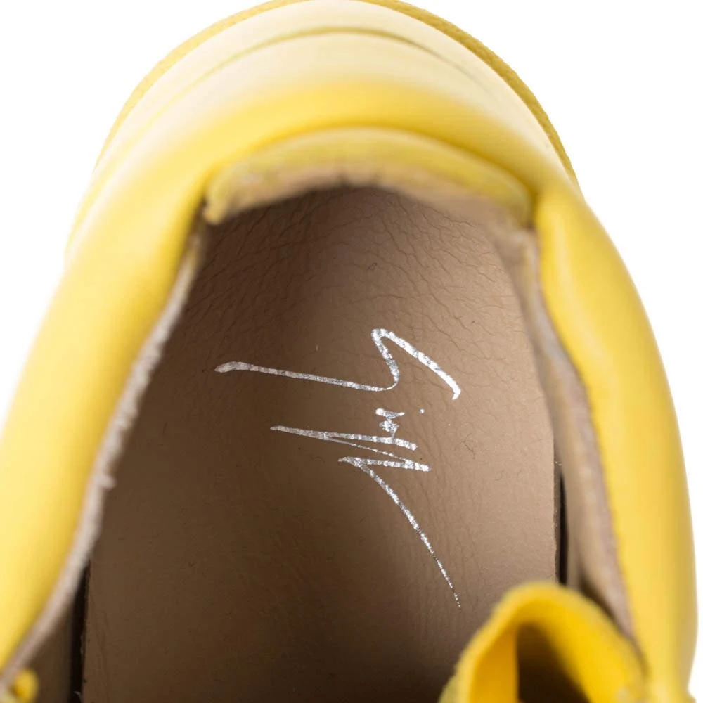 Giuseppe Zanotti Giuseppe Zanotti Yellow Leather Gold Chain Laces Dual Zip Sneakers Size 35 8
