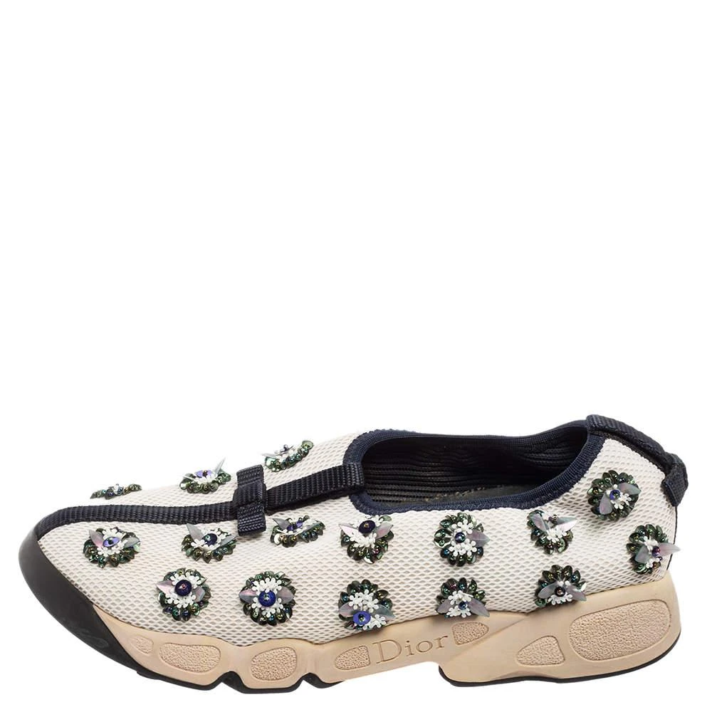 Dior Dior White/Black Sequins Embellished Mesh Fusion Slip-on Sneakers Size 36.5 2