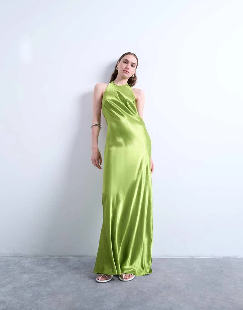 Topshop Topshop halter neck maxi dress in green Dresses Skirts