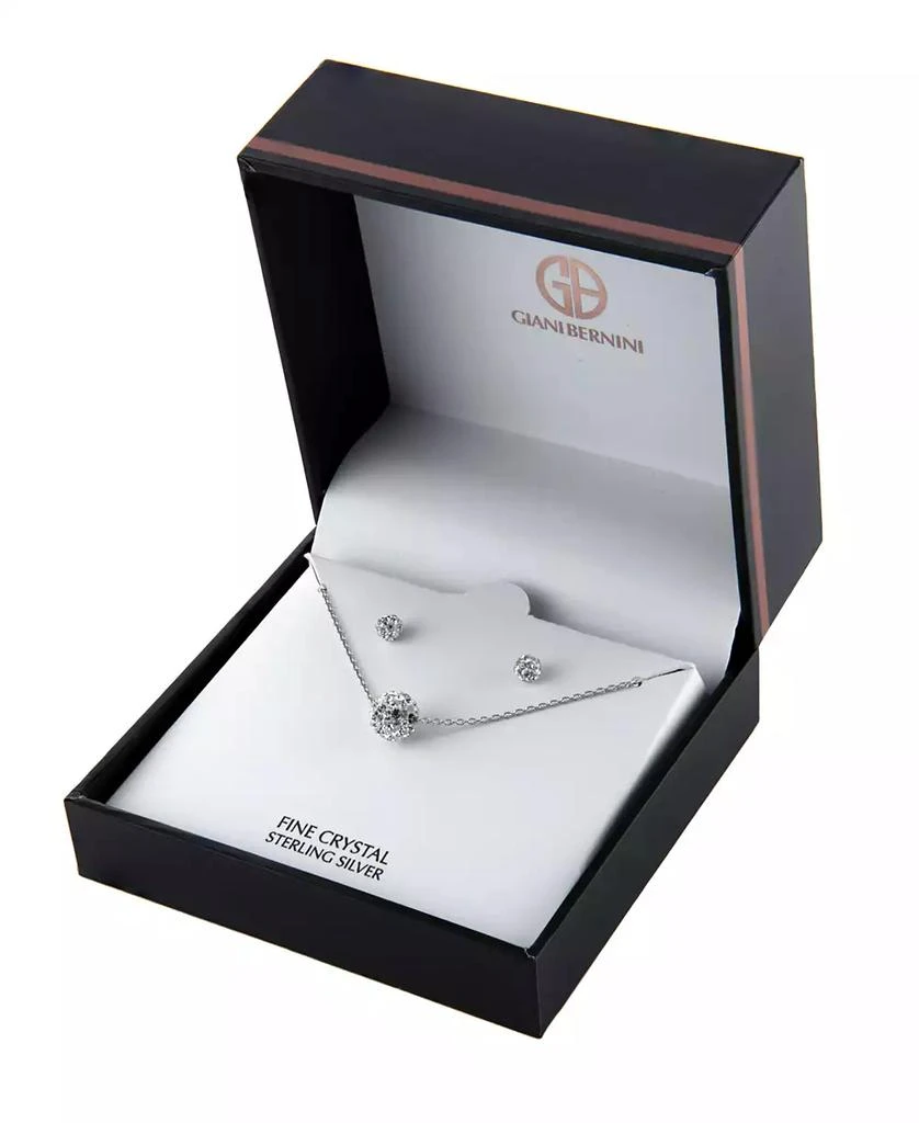 Giani Bernini Gianni Bernini 2-Piece Clear Crystal Pave Ball Stud Necklace Set (1.2 ct. t.w.) in Sterling Silver 3
