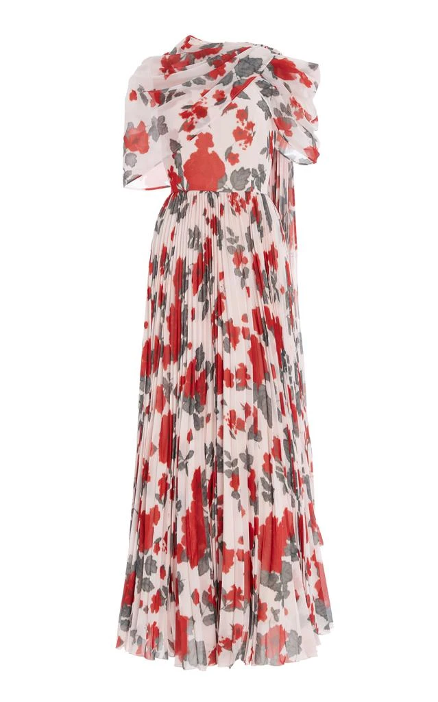 Huishan Zhang Huishan Zhang - Alara Pleated Printed Cape Dress - Multi - UK 12 - Moda Operandi 1