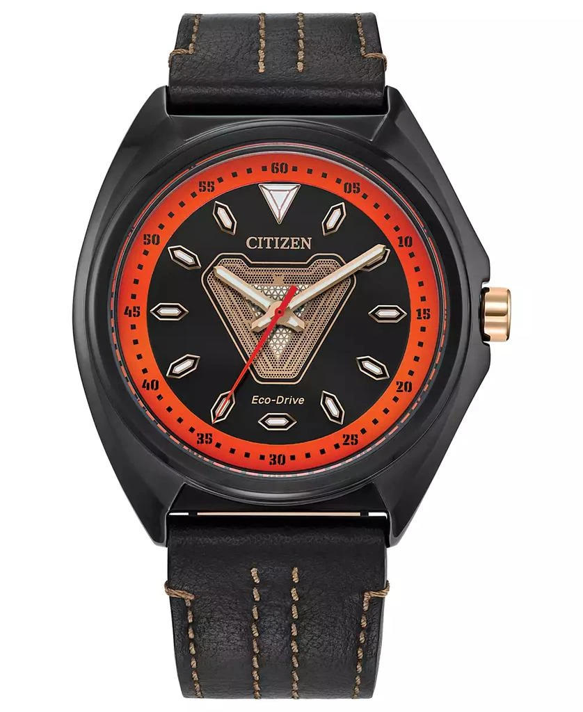 Citizen Eco-Drive Men's Marvel Tony Stark Black Leather Strap Watch 43mm 1