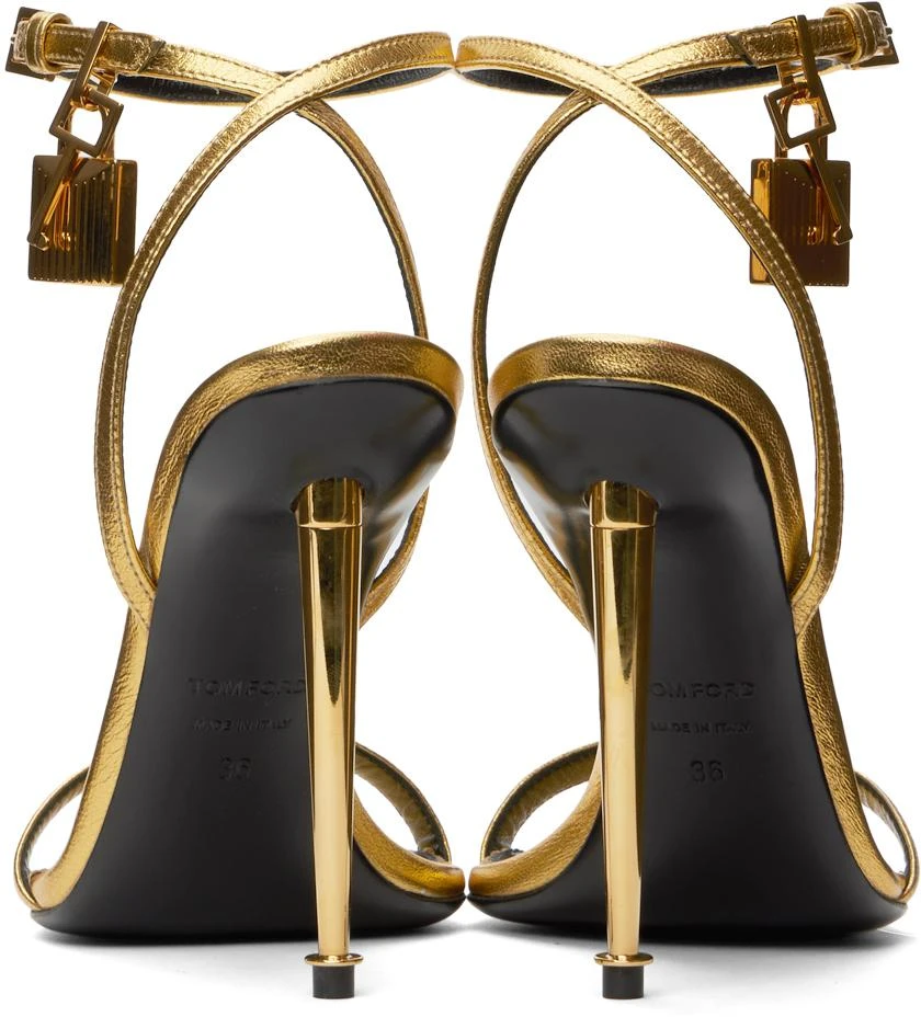Tom Ford Gold Padlock Pointy Naked Heeled Sandals 2