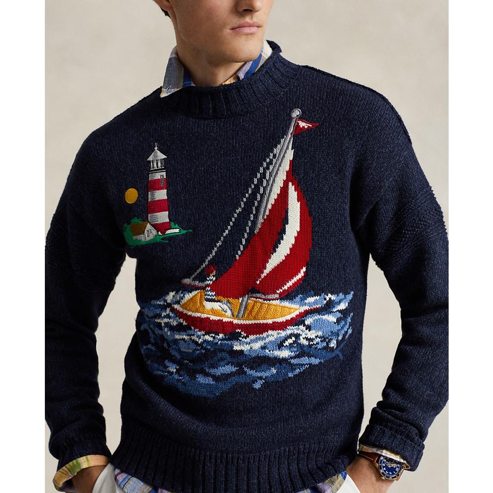 トップス 24SS POLO RALPH LAUREN INTARSIA USA KNIT Polo Ralph Lauren Men's Regular-Fit Sailboat Intarsia-Knit