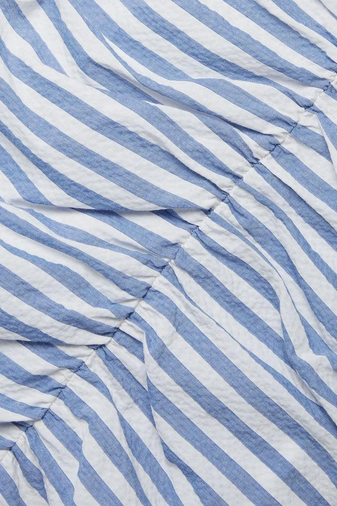 VERONICA BEARD Perrin ruched striped cotton-blend cloqué maxi dress 4