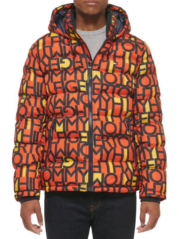 Tommy Hilfiger Typographic Print Hooded Puffer Jacket 1