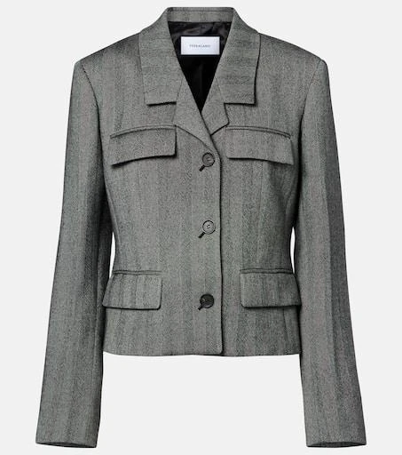 Salvatore Ferragamo Herringbone wool-blend blazer 1