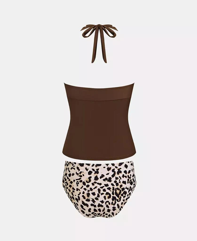 Cupshe Women
s V-Neck Halter Tie Tankini Set with Full Coverage 5